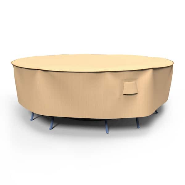 Budge Sedona Large Tan Outdoor Round Patio Table and Chairs Combo Cover
