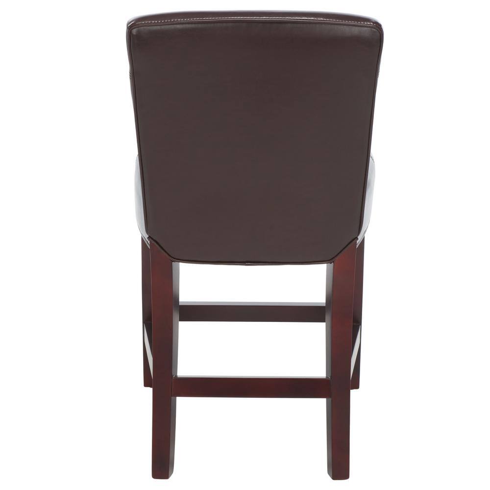 Brown Leather and Wood Parsons Counter Stool