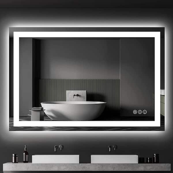 TOOLKISS 40 in. W x 32 in. H Rectangular Frameless LED Light Anti-Fog Wall Bathroom Vanity Mirror with Backlit and Front Light