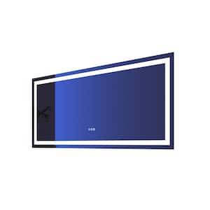 60 in. W x 28 in. H Rectangular Frameless RGB LED Light and Anti-Fog Wall Bathroom Vanity Mirror