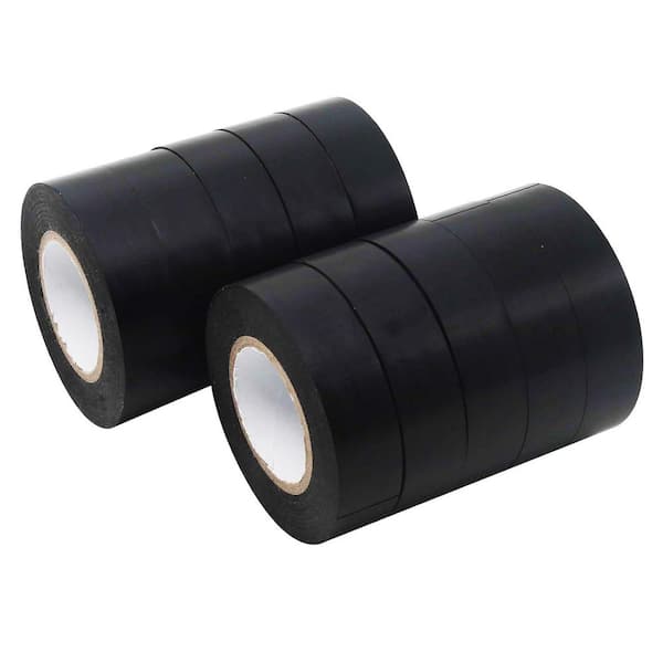 3/4 in. x 66 ft. Electrical Tape Black 10-Pack Industrial Grade Flame Retardant Heavy-Duty PVC Vinyl