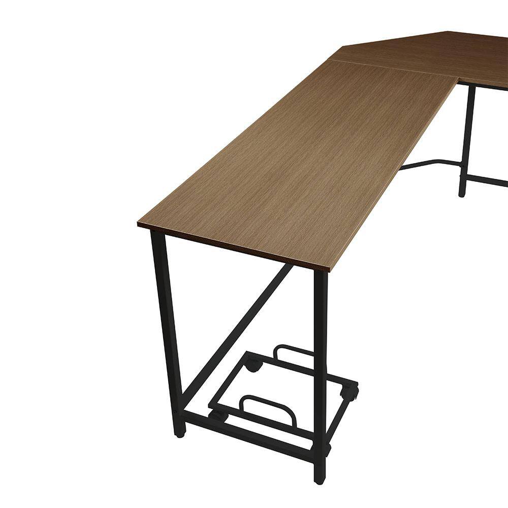 Executive Corner L-Shaped Desk with Drawer and USB Port in Black