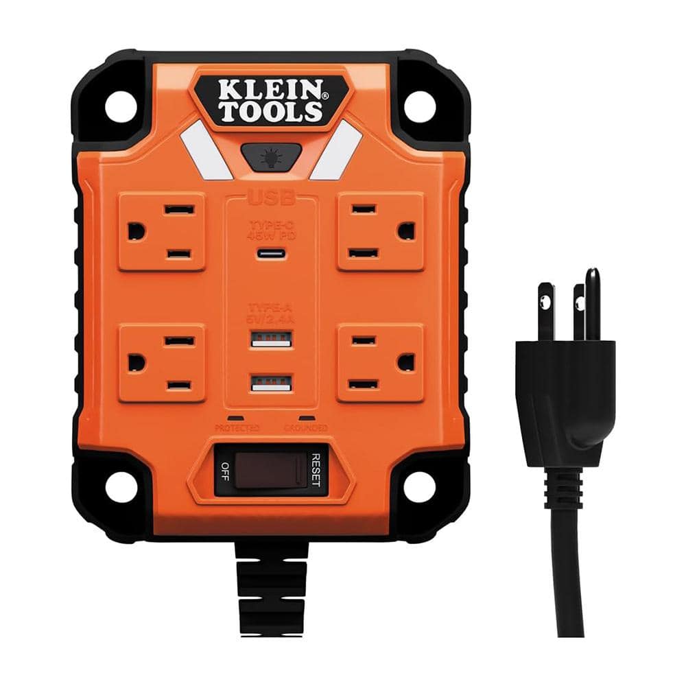 4-Outlet Power Supply Box Magnetic Power Strip Surge Protector with 3 USB Ports, 5 ft. Cord & Built-in LED Light, Orange price history on PriceWatchPro