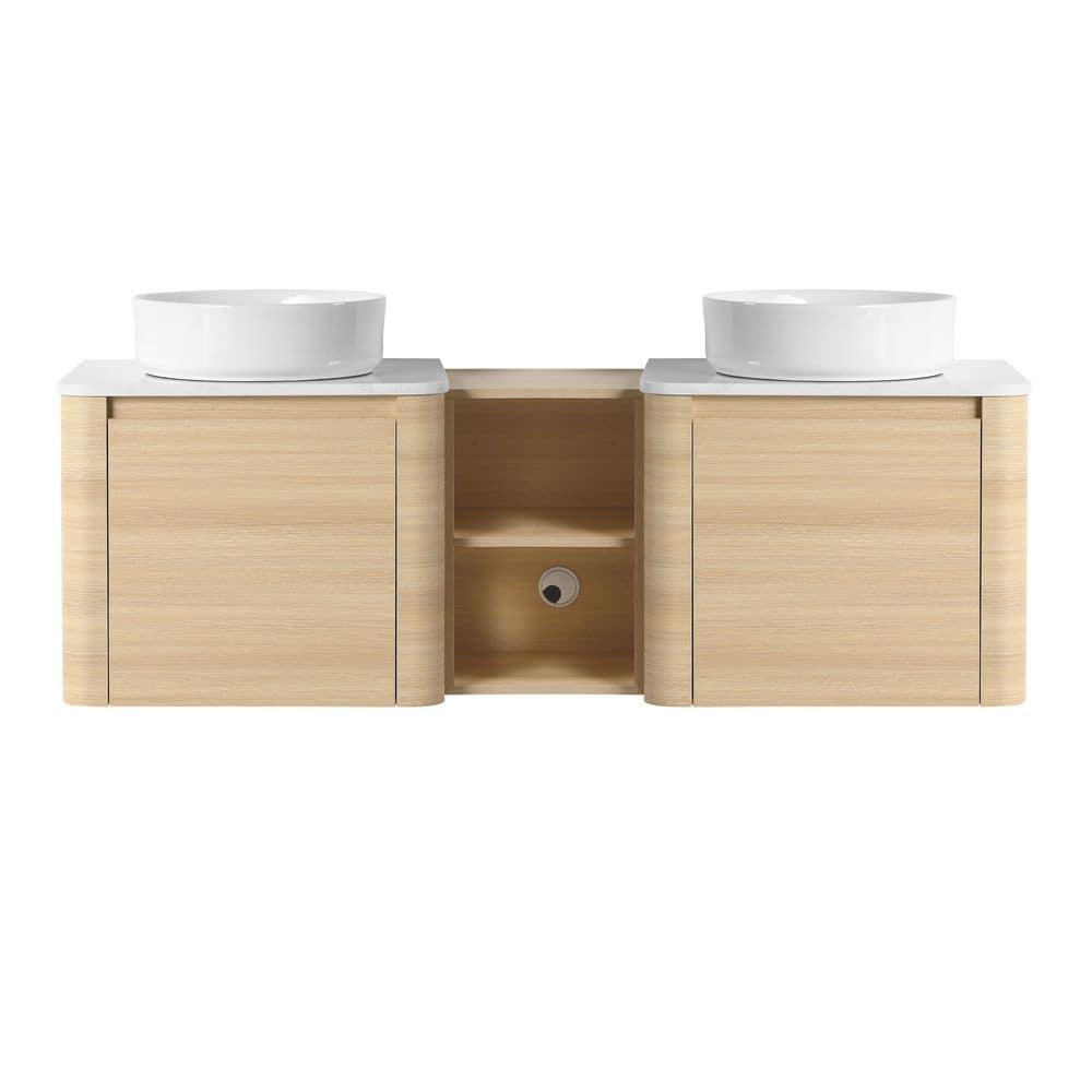 60 in. Wall-Mounted White Oak Bath Vanity with White Engineered Stone Top, White Sink, Storage Shelves Unassembled price history on PriceWatchPro