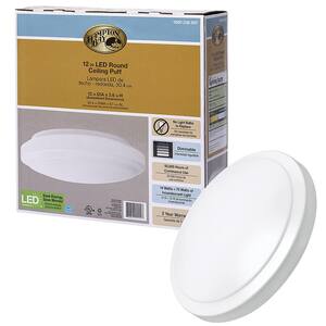 12 in. Round LED Flush Mount Light Pantry Laundry Closet Light 1000 Lumens Dimmable 4000K Bright White
