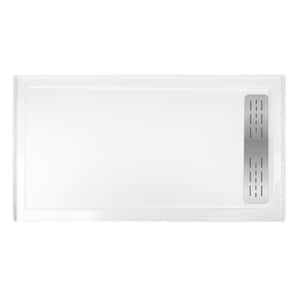 Acrylic 60 in. L x 32 in. W Alcove Shower Pan Base in White with Right Drain