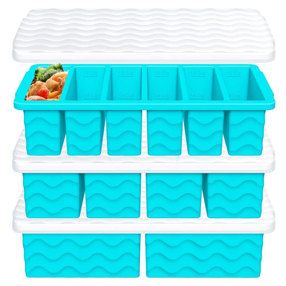 3 Pack Lake blue Silicone Freezer Trays with Lid, 2 Large 2-Cup 4 Medium 1-Cup 6 Small 1/2-Cup, Meal Prep Freezing Soup price history on PriceWatchPro