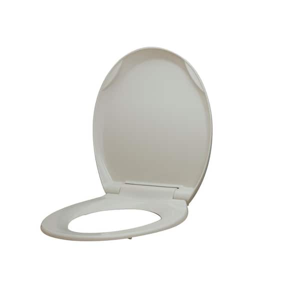 Glacier Bay Round Slow Closed Front Toilet Seat with Quick Release Hinges in Biscuit