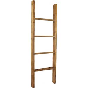 19 in. x 60 in. x 3 1/2 in. Barnwood Decor Collection Weathered Brown Vintage Farmhouse 4-Rung Ladder