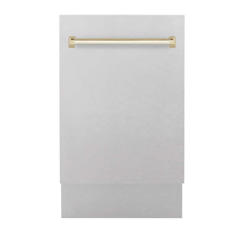 Autograph Edition 18 in. Tallac Top Control Dishwasher with Satin Stainless Steel Panel and Polished Gold Handle