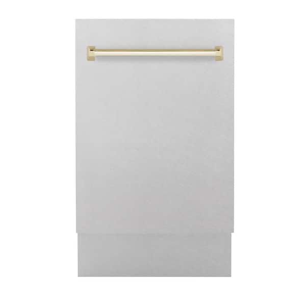 Autograph Edition 18 in. Tallac Top Control Dishwasher with Satin Stainless Steel Panel and Polished Gold Handle