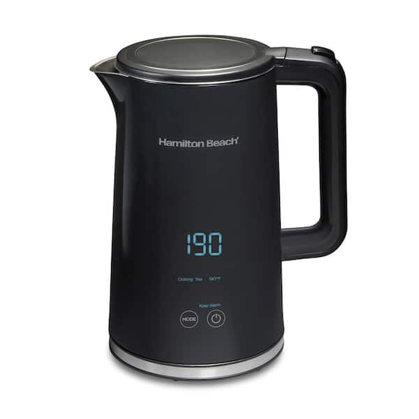 Hamilton Beach 7-Cup Black Corded Electric Kettle with Cool Touch