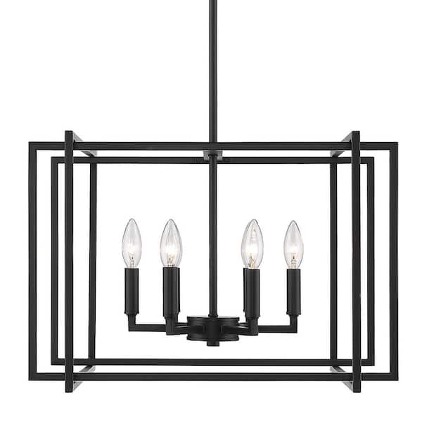 Golden Lighting Tribeca 6-Light Black with Black Accents Chandelier