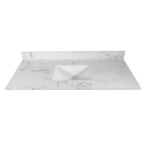 43 in. W x 22 in. D Marble Vanity Top in Carrara White with White Rectangular Single Sink