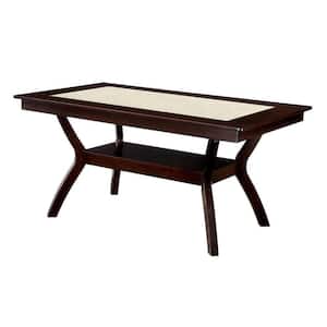 30.25 in. H Brown and Cream Rectangular Wooden Dining Table with Angled Wooden Legs