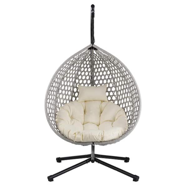Unbranded HDPE Patio Swing Egg Chair with Beige Cushion