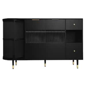 51.10 in. W x 15.70 in. D x 31.50 in. H Black Linen Cabinet with 2-Doors and 2-Drawers