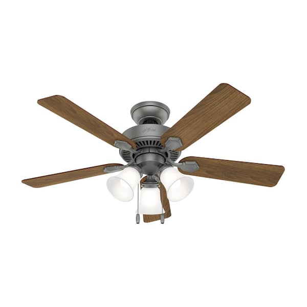 Swanson 44 in. Matte Silver Indoor Ceiling Fan with LED Light Kit and Pull Chain