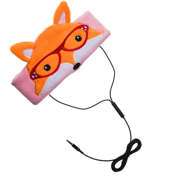 Kids Headphones Volume Limiter Machine Washable Fleece Headphones for Children Travel or Home w/ Adjustable Band (Fox)