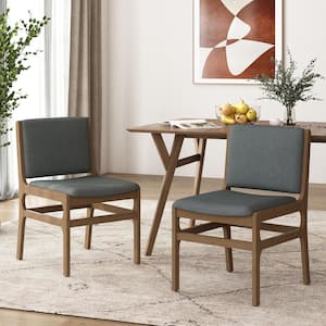 Juan Dark Gray and Walnut Fabric Upholstered Dining Chair (Set of 2)