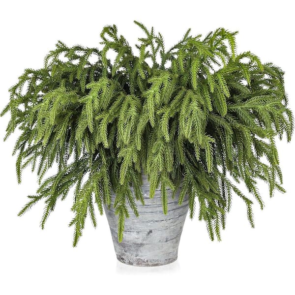 18 in. Green Artificial Green Pine Stem Christmas Greenery Pines Branches for DIY Home Decor 24 Pcs