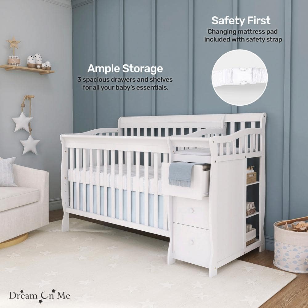 White Pine 5-in-1 Convertible Crib with Changer
