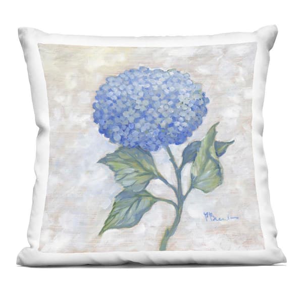 Stupell Industries Traditional Blue Hydrangea Bloom Blue Abstract Polyester 18 in. x 18 in. Throw Pillow
