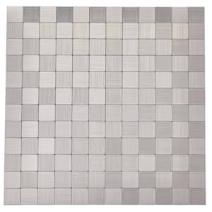 Mini Silver Aluminum Checkerboard 11.81 in. x 11.81 in. Metal Peel and Stick Tile (7.75 sq. ft./8-Pack)