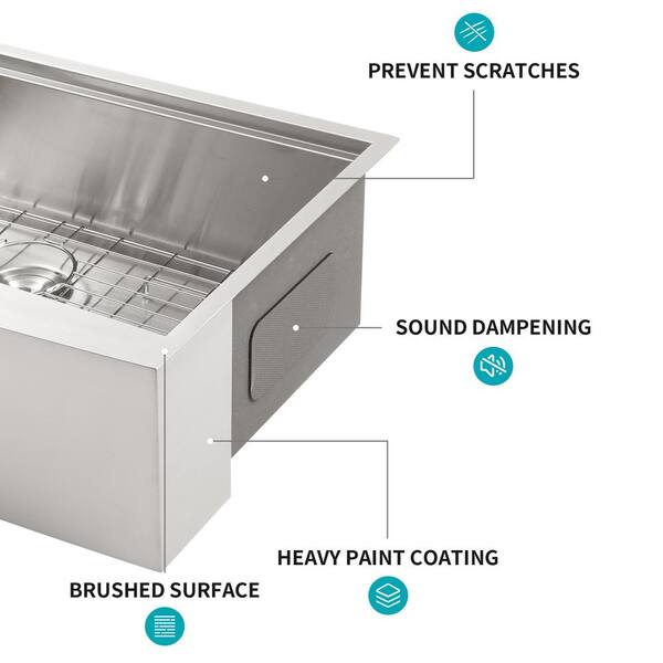 Unbranded - Farmhouse Apron 16-Gauge Stainless Steel 30 in. Single Bowl Kitchen Sink in Brushed Nickel