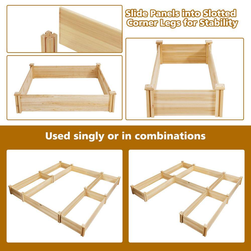 Natural Fir Wood U-Shaped Raised Garden Bed Planter Box
