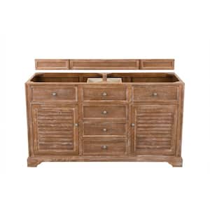Savannah 60 in. W x 23.3 in. D x 33.5 in. H Double Vanity Cabinet Without Top in Driftwood