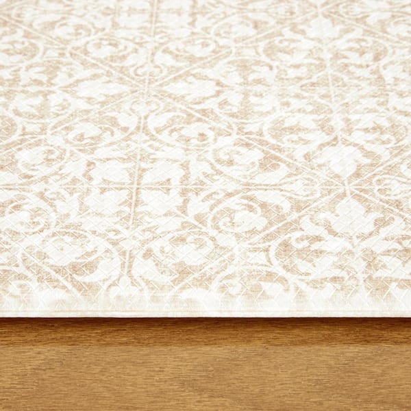 Basic Comfort Plus Vintage Medallion Beige 18 in. x 55 in. Anti Fatigue Mat