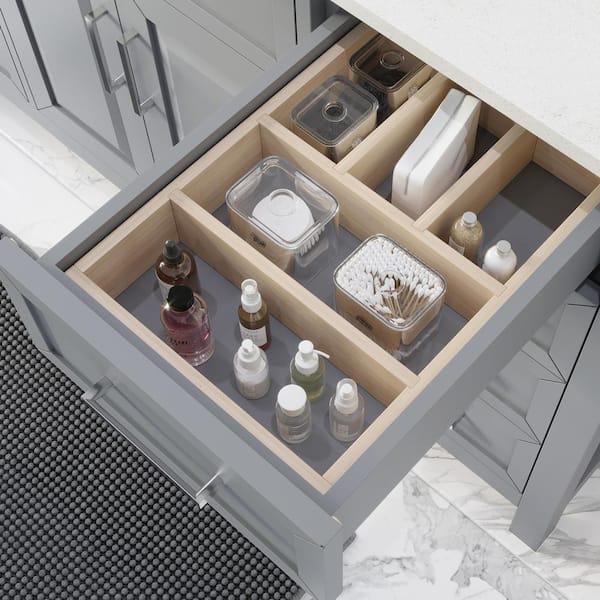 Spa Bathe Thomas 60-in Oxford Gray Undermount Single Sink Bathroom Vanity  with White with Gray Veins Engineered Stone Top in the Bathroom Vanities  with Tops department at