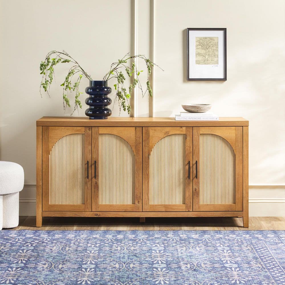 Walker Edison Furniture Company Modern English Oak MDF 60 in