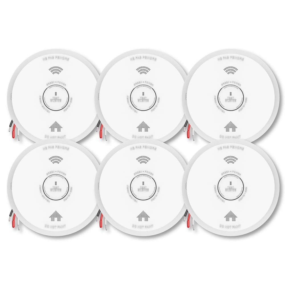 Interconnected Hardwired Smoke Detector 10-Year Lithium Battery Backup Voice Alert 6-Pack price history on PriceWatchPro