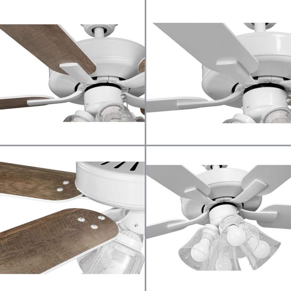 AirPro 52" White and Gray 5-Blade Ceiling Fan with Light