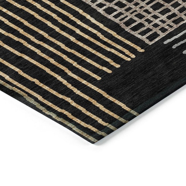 Chantille Machine Washable Indoor/Outdoor Abstract ACN2270 Black 1 ft. 8 in. x 2 ft. 6 in. Accent Rug