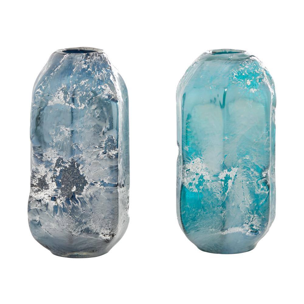 Handmade Blue and Teal Glass Decorative Vases Set