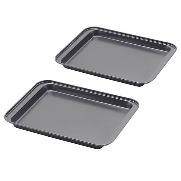 Microwavable Cookware Polyethylene Nonstick Baking Sheet Set 2 Piece Heavy Gauge Steel Dishwasher Safe Toaster Oven Tray