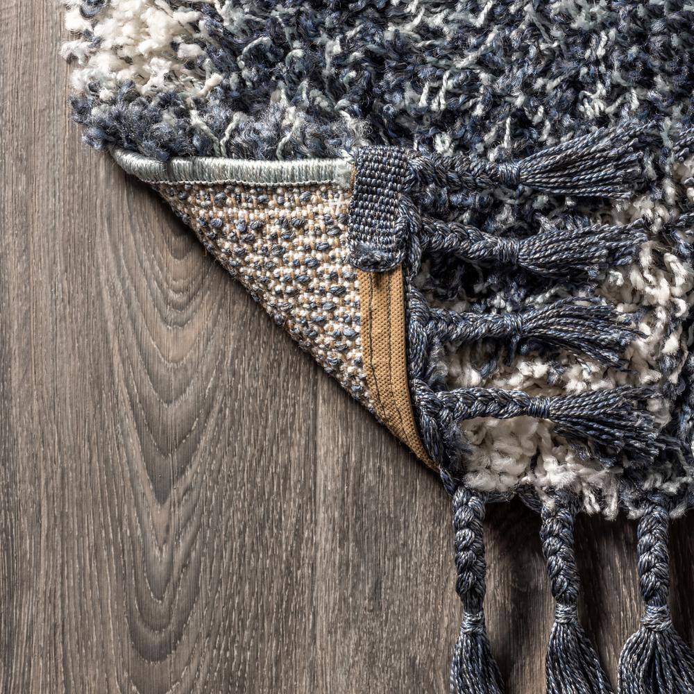 Denim Blue/Cream Diamond Shag Synthetic 4' x 6' Area Rug