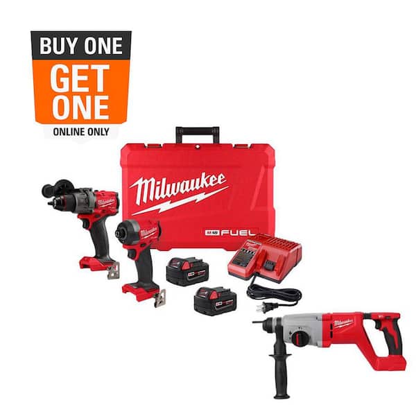 M18 FUEL 18V Lith-Ion Brushless Cordless Hammer Drill/Impact Driver Combo Kit w/2 Batteries & M18 Rotary Hammer