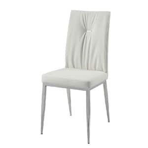 Kamaile Beige Synthetic Leather & Chrome Finish Fabric Side Chair set of 1