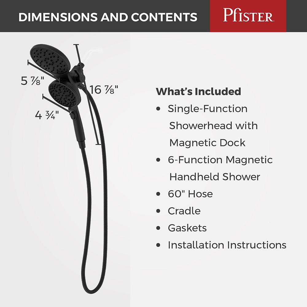 Matte Black Dual Head Wall Mounted Shower System with Handheld