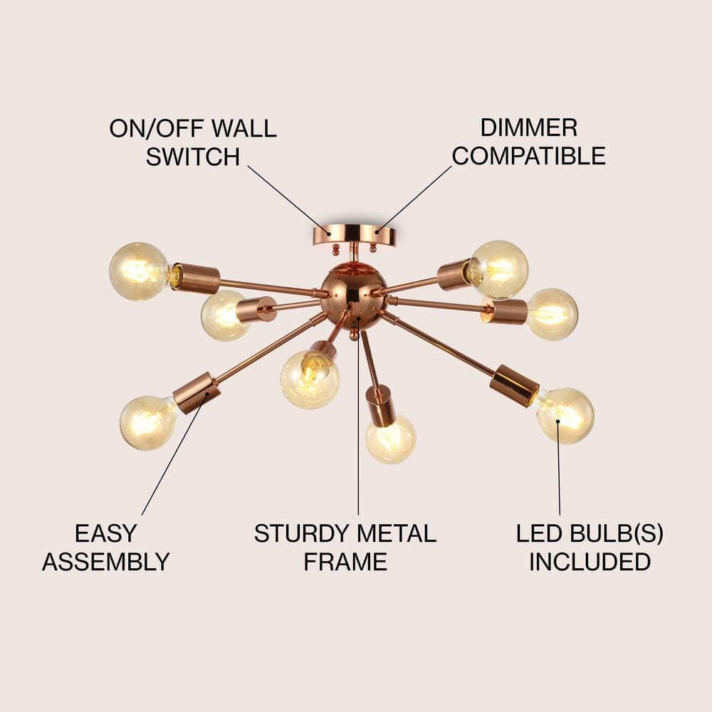 Copper 30.5" 8-Light Sputnik LED Flush-Mount