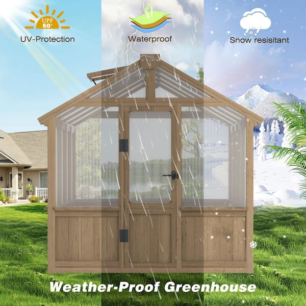 VEIKOUS 6 ft. x 8 ft. Cedar Wood Garden Plant Greenhouse for