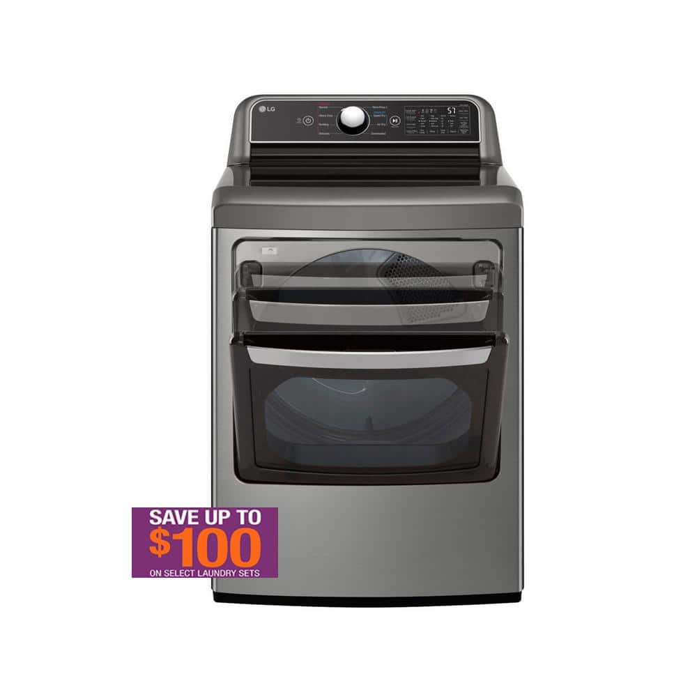 LG 7.3 Cu. Ft. Vented SMART Electric Dryer in Graphite Steel with EasyLoad Door and Sensor Dry Technology