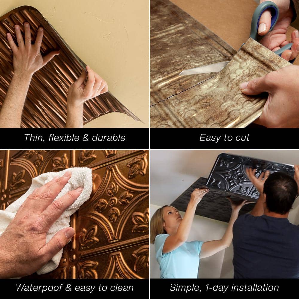 Moonstone Copper Decorative Vinyl Glue-Up Ceiling Panels