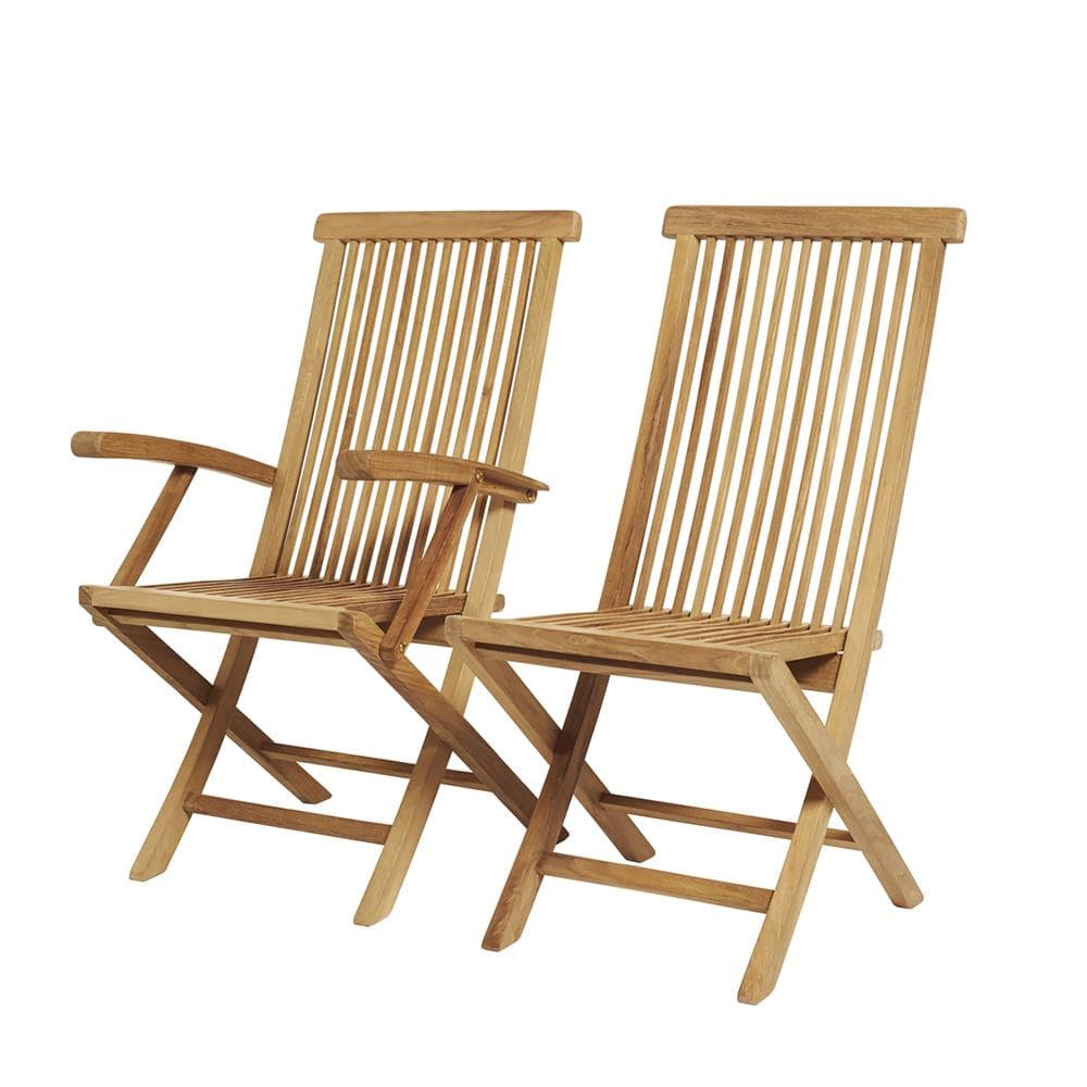 Honey Teak Wood Folding Dining Chair with Curved Backrest