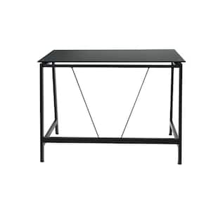 40 in. Rectangular Black Writing Desk with Glass Top