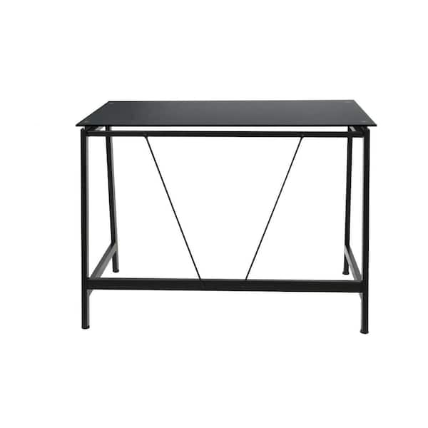 OneSpace 40 in. Rectangular Black Writing Desk with Glass Top